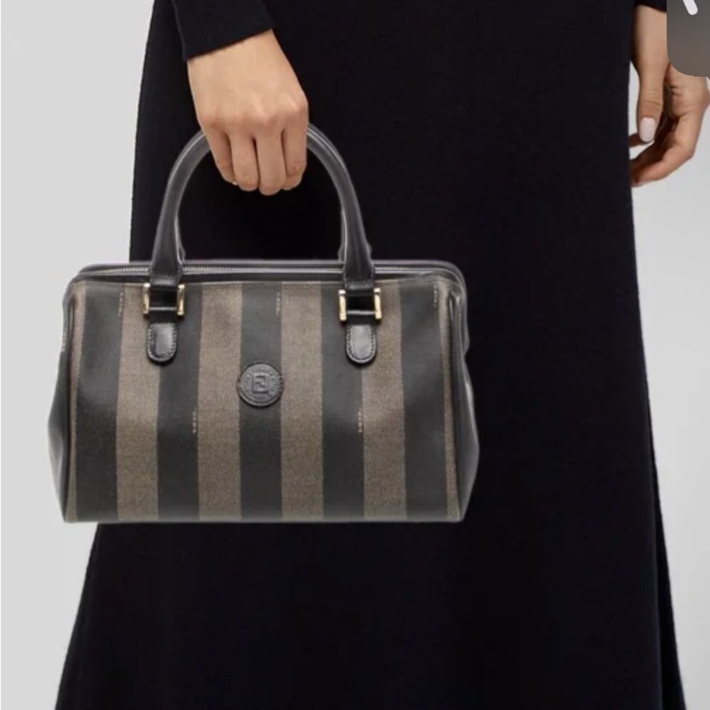 Fendi Vintage Pequin Convertible Boston Bag Coated Canvas Brown Canvas  $4399